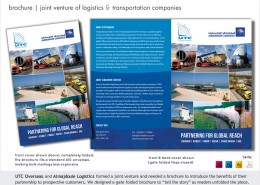 Cover of gate-fold brochure for transportation & logistics client.