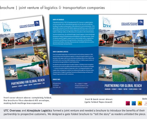 Cover of gate-fold brochure for transportation & logistics client.