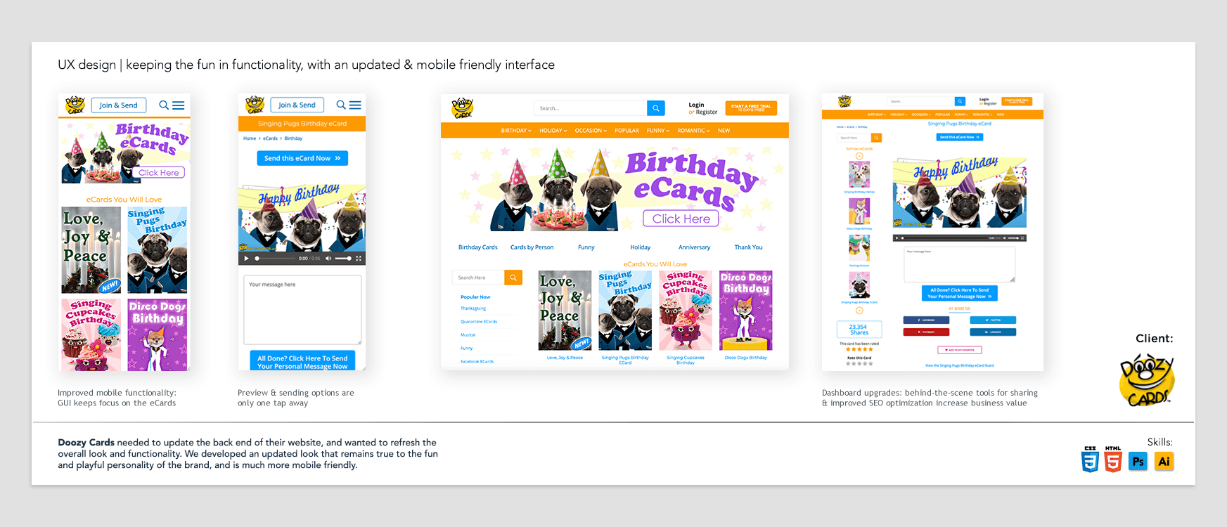 Mobile-friendly Redesign for Doozy Cards